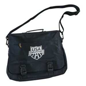 USA Swimming Black Messenger Laptop Bag by Leed's Adjustable Strap
